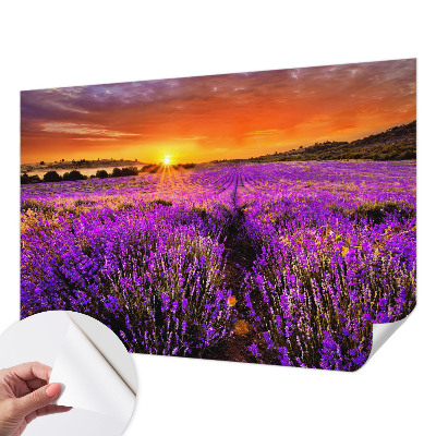 Peel and stick wall mural for kids' room with a lavender sunset design