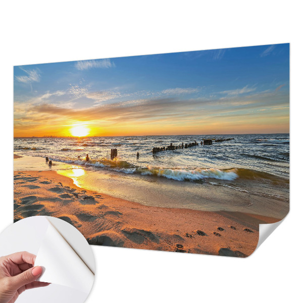 3D photo wallpaper mural with a beach sunset motif