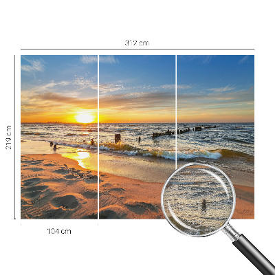 3D photo wallpaper mural with a beach sunset motif