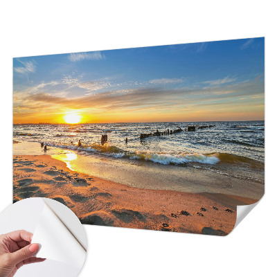 3D photo wallpaper mural Beach sunset