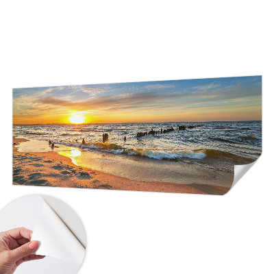 3D photo wallpaper mural with a beach sunset motif