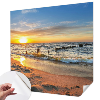 3D photo wallpaper mural with a beach sunset motif