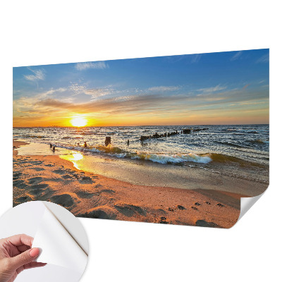 3D photo wallpaper mural with a beach sunset motif