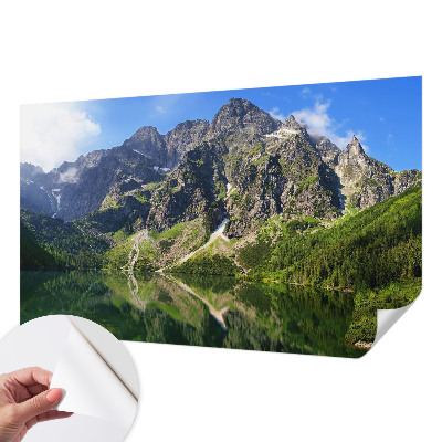 Nursery wall mural with a picturesque mountain design