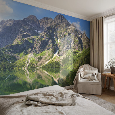 Nursery wall mural with a picturesque mountain design