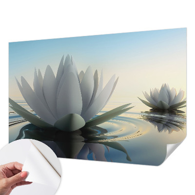Baby room wall mural with a water lilies motif