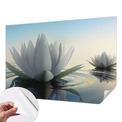 Baby room wall mural with a water lilies motif
