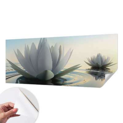Baby room wall mural with a water lilies motif