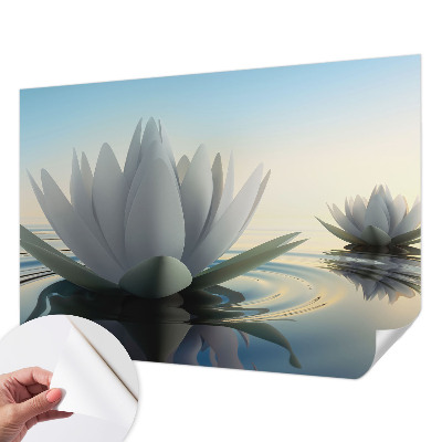 Baby room wall mural with a water lilies motif