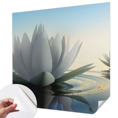 Baby room wall mural with a water lilies motif