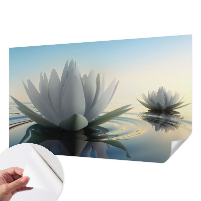 Baby room wall mural with a water lilies motif