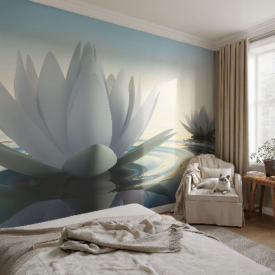 Baby room wall mural with a water lilies motif