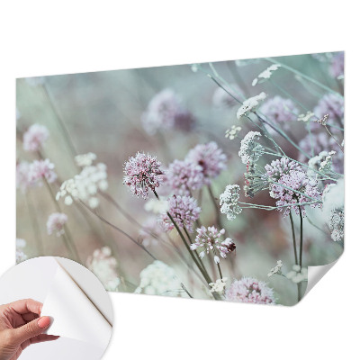Self-adhesive wall mural with a wildflower design