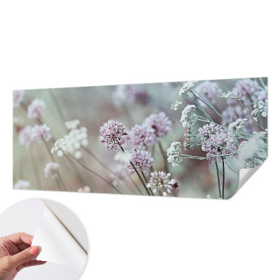 Self-adhesive wall mural with a wildflower design