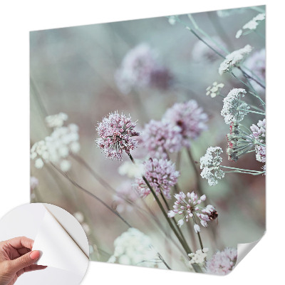 Self-adhesive wall mural with a wildflower design