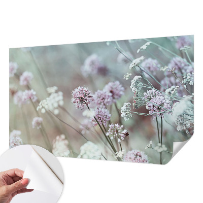 Self-adhesive wall mural with a wildflower design