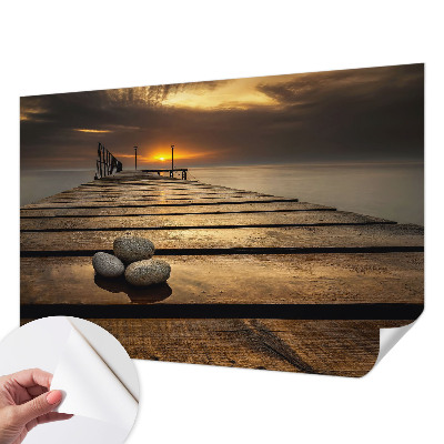 Stick-on wall mural with a sunset design