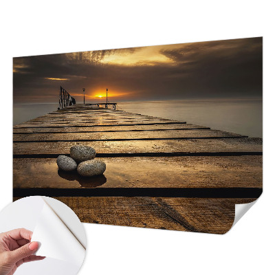 Stick-on wall mural with a sunset design