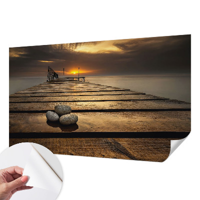 Stick-on wall mural with a sunset design