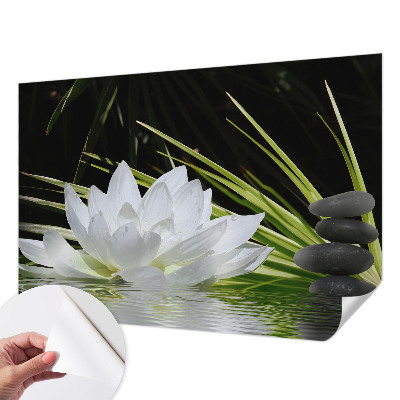 Removable wall mural with a lily meditation design