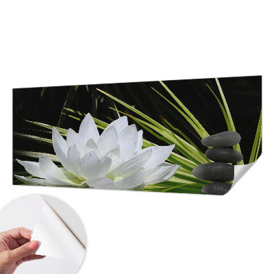 Removable wall mural with a lily meditation design