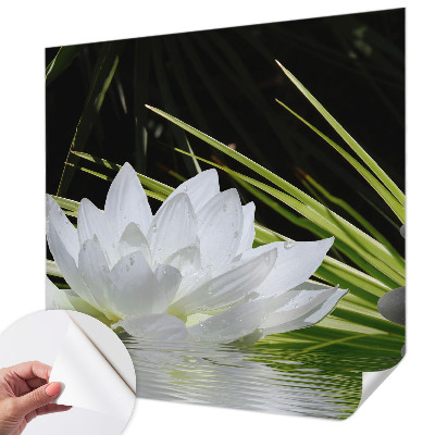 Removable wall mural with a lily meditation design