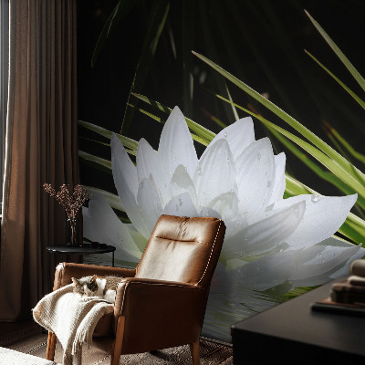 Removable wall mural with a lily meditation design