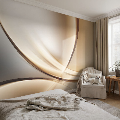 Peel and stick wall mural for living room with rounded lines