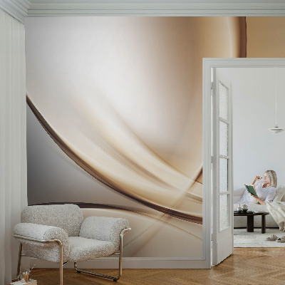 Peel and stick wall mural for living room with rounded lines