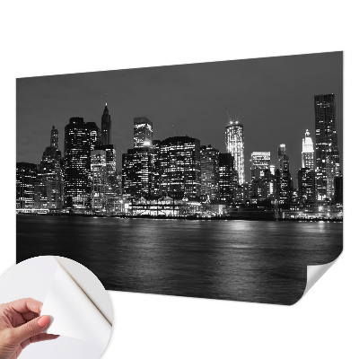 Peel and stick wall mural for bedroom featuring a night metropolis design