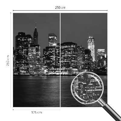 Peel and stick wall mural for bedroom featuring a night metropolis design