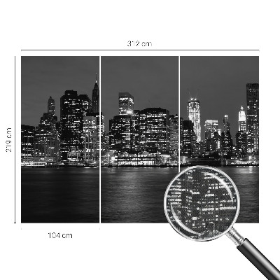 Peel and stick wall mural for bedroom featuring a night metropolis design