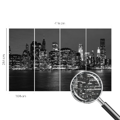 Peel and stick wall mural for bedroom featuring a night metropolis design