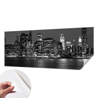 Peel and stick wall mural for bedroom featuring a night metropolis design