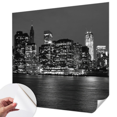 Peel and stick wall mural for bedroom featuring a night metropolis design