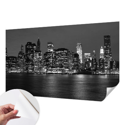 Peel and stick wall mural for bedroom featuring a night metropolis design