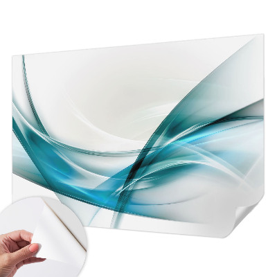 Peel and stick wall mural for kids' room with a blue waves design