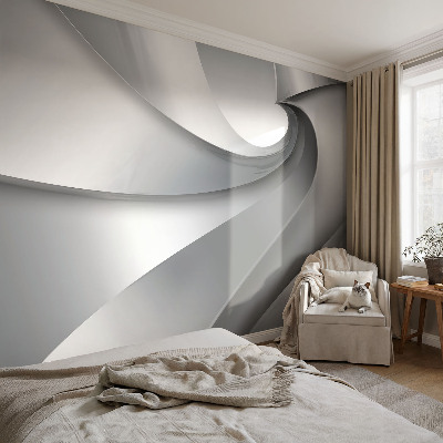 3D photo wallpaper mural with a geometric spirals design