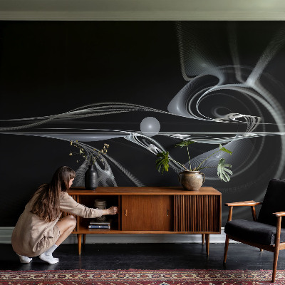 Nursery wall mural with fluid line pattern suitable for nurseries