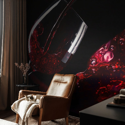 Peel and stick wall mural for living room in a red wine color