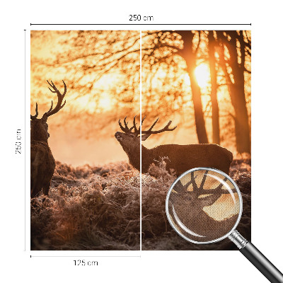 Peel and stick wallpaper mural with a deer scene at dawn