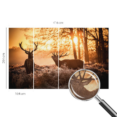 Peel and stick wallpaper mural with a deer scene at dawn