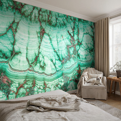 Baby room wall mural with green pattern