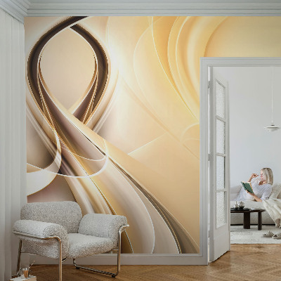 Peel and stick wall mural with a wavy line pattern