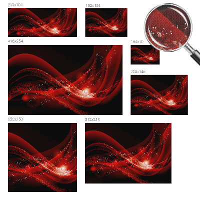 Self-adhesive wall mural with a red vortex design