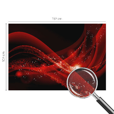 Self-adhesive wall mural with a red vortex design