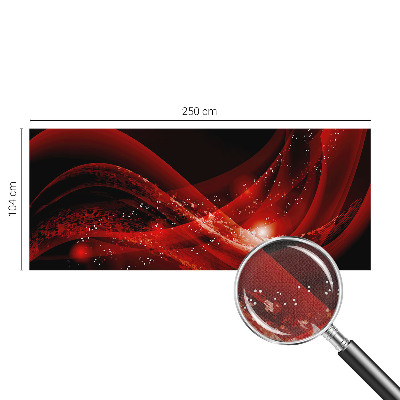 Self-adhesive wall mural with a red vortex design