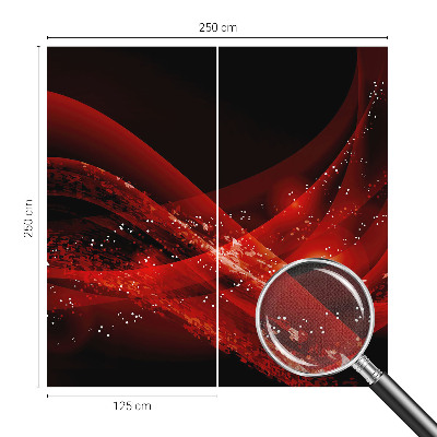 Self-adhesive wall mural with a red vortex design
