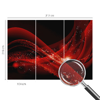 Self-adhesive wall mural with a red vortex design