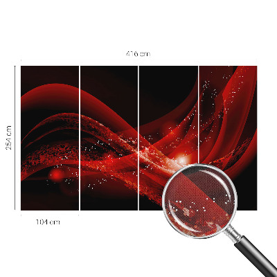 Self-adhesive wall mural with a red vortex design